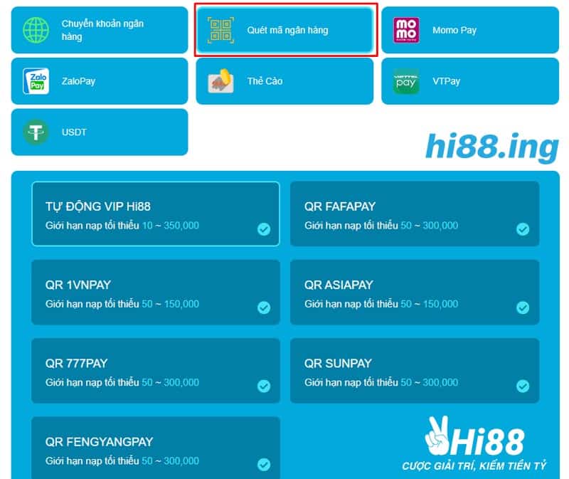 Nạp tiền Hi88