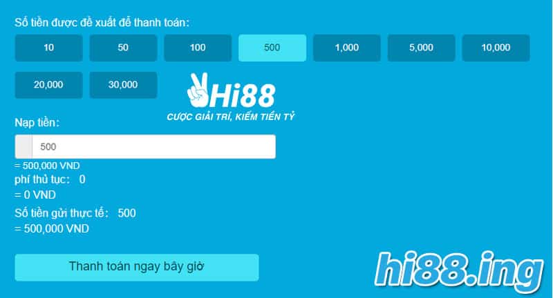 Nạp tiền Hi88